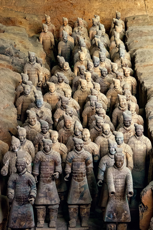 Rows of Terracotta Warriors in the mausoleum pit of Qin Shi Huang, Xi'an
